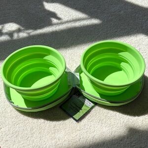 Green Collapsible Silicone Bowls For Pets